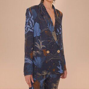 Farm Rio - Navy Blue Night Jungle Blazer - size Small